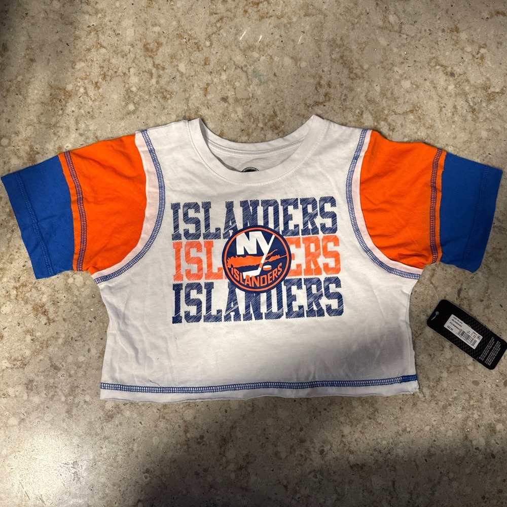 NEW GIRLS NHL HOCKEY NEW YORK ISLANDERS Crop‎ Top T-SHIRT SIZE XS 4-5